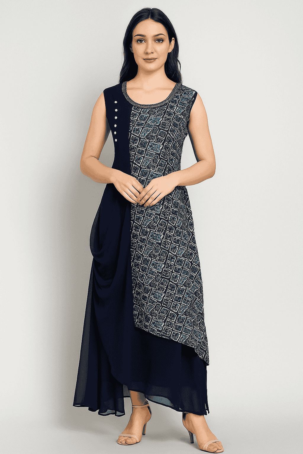 Shree Shanti Selection - Layered Blue Kurti